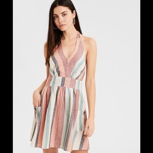 American Eagle Striped Halter Dress